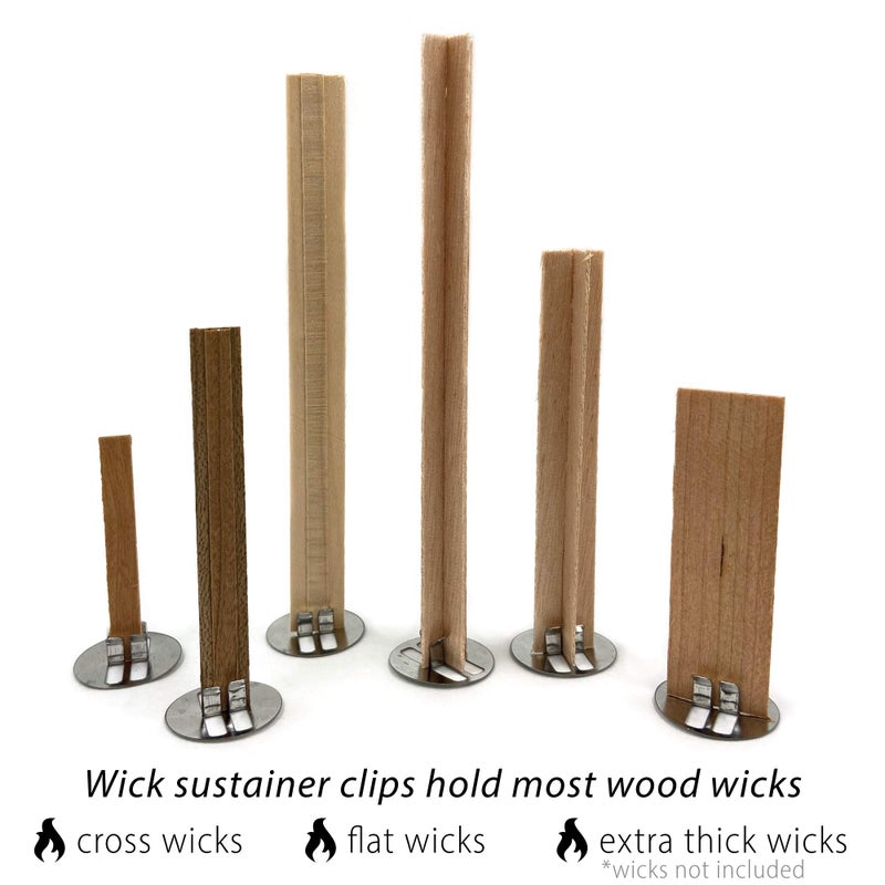 Hemlock Park Universal Wood Wick Clips for Candles | Sustainer Tabs Fit Most Wooden Wicks | Longer Burn Time & Less Wasted Wax (100 Pack) - Image 5